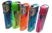Зажигалка пьезо-электрическая с нажимной системой поджига, "Турбо" 5 разных цветов в блоке. Цена за упаковку - 50 шт. (Китай)