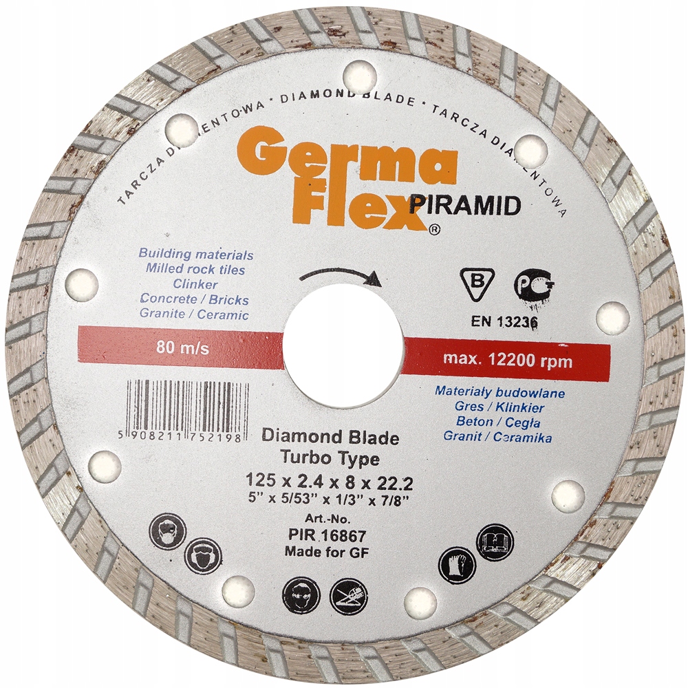 Диск алмазный GermaFlex Piramid Turbo d. 125х2,4х8х22 мм