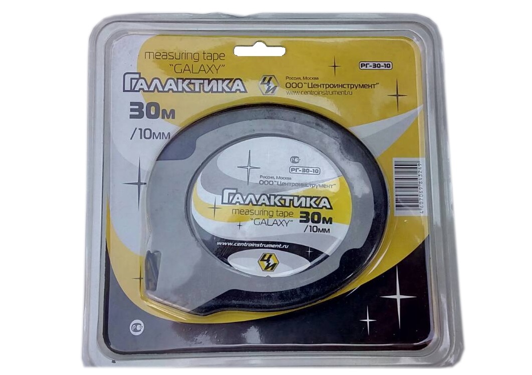 Рулетка механическая с редуктором ЦИ "Галактика" стальная лента 30 м