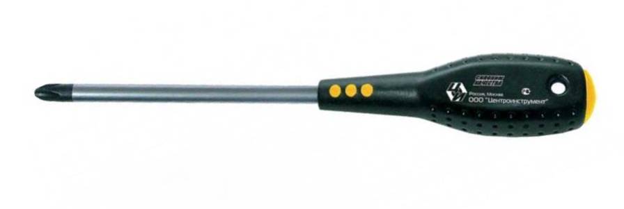 Отвертка Центроинструмент обрезиненная РН2 х 100 мм с блистером