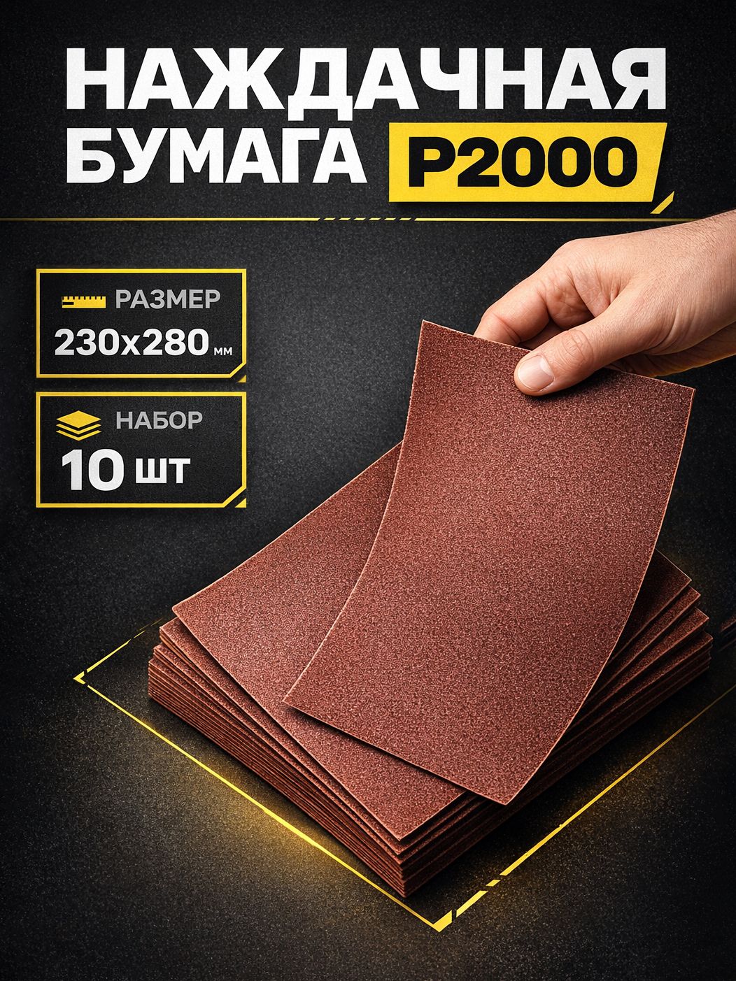 Бумага наждачная листовая Union 230x280 мм P220 (50шт.)