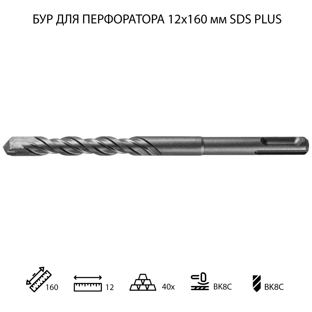 Сверло по бетону Екто Sds Plus d. 12 х 150 мм